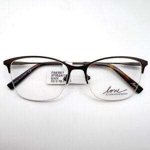 Love Ellen DeGeneres Freret Eyeglass Frames Horn Metal Half Rim Brown 53-16-140